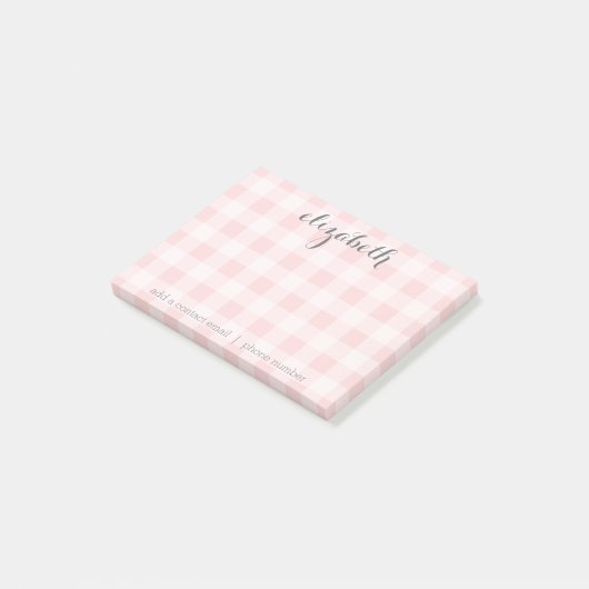Pastel Rosa und Grau Buffalo Karo Fügen Sie Ihren Post-it Klebezettel (angewinkelt)