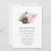 Pastel Rosa und Holzkohle Bat Mitzvah Einladung (Vorderseite)