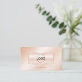 Pastel Rose Coral mit Logo elegant und luxuriös Visitenkarte (Stehend Vorderseite)