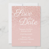Pastel Rose Gold Blush Ombre Glitzer Save the Date Einladung (Vorderseite)