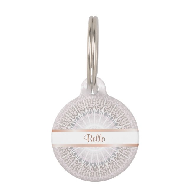 Pastel Rose Gold Mandala Monogram Haustiermarke (Vorderseite)