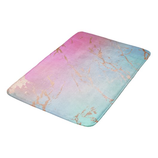 PASTEL ROSE GOLD MARBLE PATTERN BAD MAT BADEMATTE (Schrägansicht)