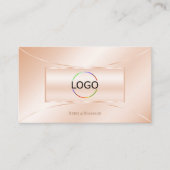 Pastel-Rose-Koralle mit Logos und Foto Auge Fangen Visitenkarte (Vorderseite)