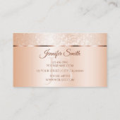 Pastel-Rose Korallenfesseln Glitzer und Initialen Visitenkarte (Rückseite)
