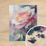 Pastel-Rose Moderne Abstrakte Malerei Puzzle<br><div class="desc">Ein modernes impressionistisches Gemälde von Rose, kreiert mit strukturierten Pinselstrichen in sanften Pastellfarben. Die zarten Rosa-, Rost- und Cremetönen harmonieren harmonisch, während die strukturierten Schichten der Blumenkomposition Tiefe und Dimension verleihen. Dieses ruhige Stück vereint zeitlose Schönheit der Rose in zeitgenössischem, ausdrucksvollem Stil und ist somit eine perfekte Ergänzung zu jeder...</div>