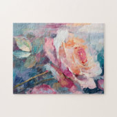 Pastel-Rose Moderne Abstrakte Malerei Puzzle (Horizontal)