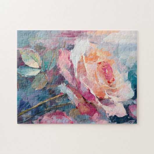 Pastel-Rose Moderne Abstrakte Malerei Puzzle (Horizontal)