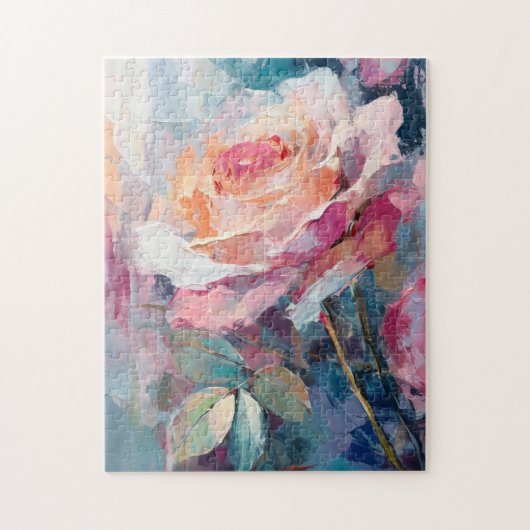 Pastel-Rose Moderne Abstrakte Malerei Puzzle (Vertikal)