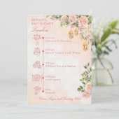 Pastel rose Moroccan lanterns baby shower timeline Einladung (Stehend Vorderseite)