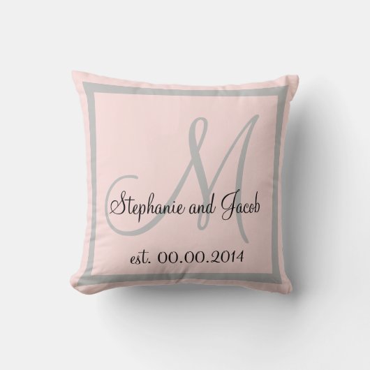 Pastel-Rose Pink und silber-grau Hochzeitsnadel Kissen (Vorderseite)