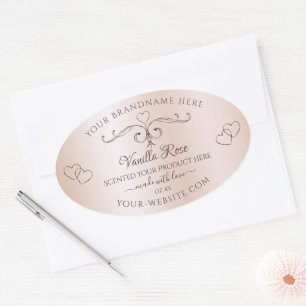 Pastel Rose Rosa Produktkennzeichnungen Verzierte Ovaler Aufkleber