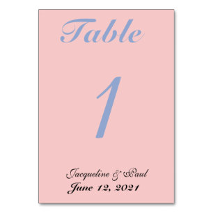 Pastel Rose und Blue Wedding Reception Numbers Tischnummer