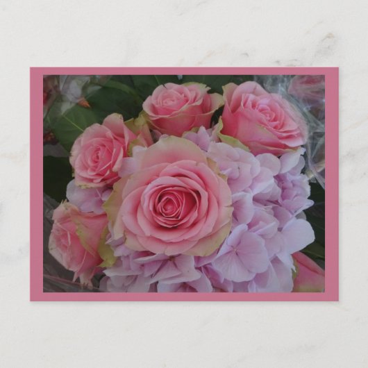 Pastel Rose und Hydrangea Blume DIY Postkarte (Vorderseite)