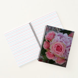Pastel-Rose und Hydrangea-Blume-Notebook Notizblock