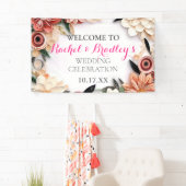Pastel Rose Wedding Greenery Paper Quilling Floral Banner (Insitu)
