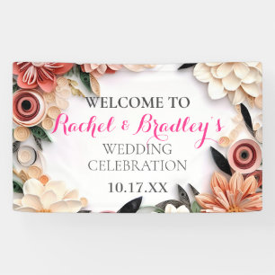 Pastel Rose Wedding Greenery Paper Quilling Floral Banner