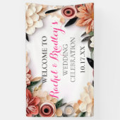 Pastel Rose Wedding Greenery Paper Quilling Floral Banner (Vertikal)