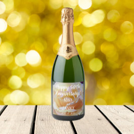Pastel-Rose zum 50. Hochzeitstag Schaumweinetikett