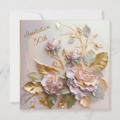 Pastel Rosegold Rose 50. Einladung (Vorderseite)