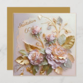 Pastel Rosegold Rose 60. Save The Date (Vorne/Hinten)