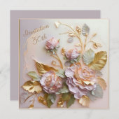 Pastel Rosegold Skulpturierte Rose 50. Save The Date (Vorne/Hinten)