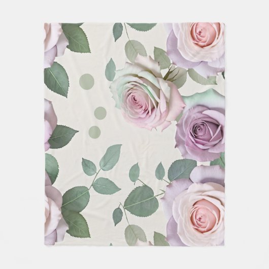 Pastel Roses In Shades Of Lilac Mint And Blush Fleecedecke (Vorderseite)