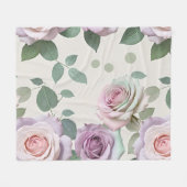 Pastel Roses In Shades Of Lilac Mint And Blush Fleecedecke (Vorderseite (Horizontal))