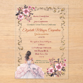 Pastel Rosewater Blush Pink Quinceañera Acryleinladungen