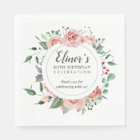 Pastel Rote Rose Floral 80. Geburtstag Vielen Dank