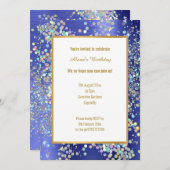PASTEL ROYAL BLUE TEXTURED HOLOGRAPHIC INVITATION EINLADUNG (Vorne/Hinten)