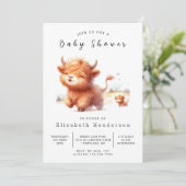 Pastel Rustic Barn Cow Babydusche Einladung (Stehend Vorderseite)