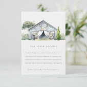 Pastel Rustic Barnyard Farm Thema Hochzeit Details Begleitkarte (Stehend Vorderseite)