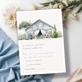 Pastel Rustic Barnyard Farm Theme Wedding RSVP Begleitkarte