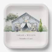 Pastel Rustic Dusky Barnyard Farm Thema Hochzeit Pappteller (Vorderseite)