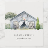 Pastel Rustic Dusky Barnyard Farm Thema Hochzeit Weinetikett (Einzelnes Label)