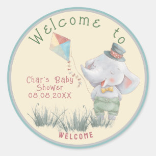 Pastel Safari Animals Personalisiert Baby Shower C Runder Aufkleber