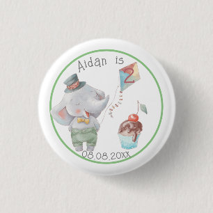 Pastel Safari Elephant Personalisiert Geburtstag Button