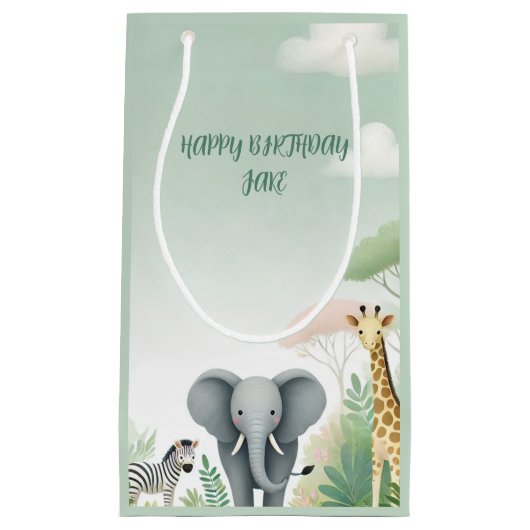 Pastel Safari Jungle Geschenktasche für Kinder Kleine Geschenktüte (Vorderseite)