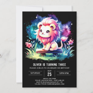 Pastel Safari Lion Birthday Einladung