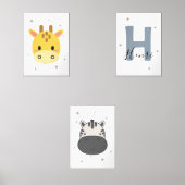 Pastel Safari Nursery Wall Art Set Giraffe Zebra (Vorderseite)