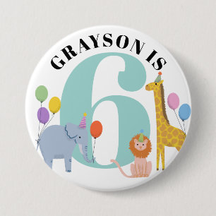 Pastel Safari Tiere Geburtsname und Alter Button