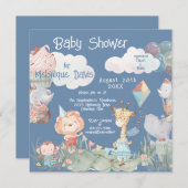 Pastel Safari Tiere Personalisiert Babydusche Einladung (Vorne/Hinten)