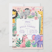 Pastel Safari Wild Birthday Einladung (Vorderseite)