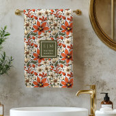 Pastel Sage Autumn Flowers Personalized Bath Towel Badhandtuch Set