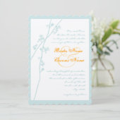 Pastel Sage Blue Snapdragon Coral Blume Hochzeit Einladung (Stehend Vorderseite)