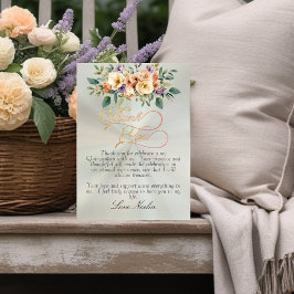 Pastel Sage - Floral & Gold Tiara Quinceanera Dankeskarte