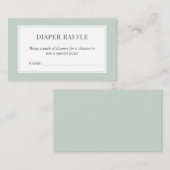 Pastel Sage Green Baby Dusche Windeln Raffle Ticke Begleitkarte (Vorne/Hinten)