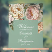 Pastel Sage Green Blush Pink Peony Wedding Willkom Acrylschild (Neutral)