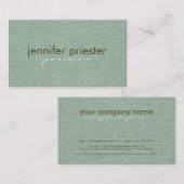 Pastel Sage Green Burlap Linnen Textur Visitenkarte (Vorne/Hinten)