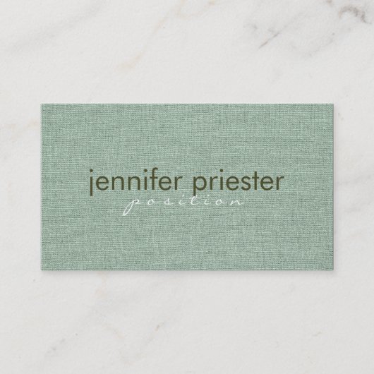 Pastel Sage Green Burlap Linnen Textur Visitenkarte (Vorderseite)